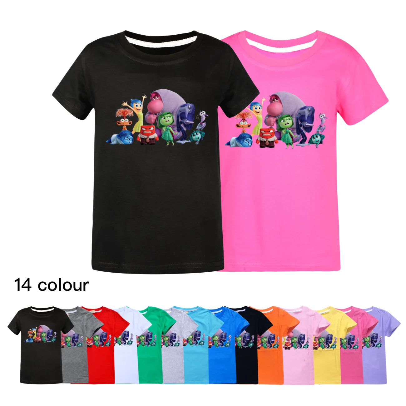 Summer Children's T-Shirt Inside Out 2 Game Theme Short Sleeve Kids Clothing for Boys and Girls Joy and Sadness Design