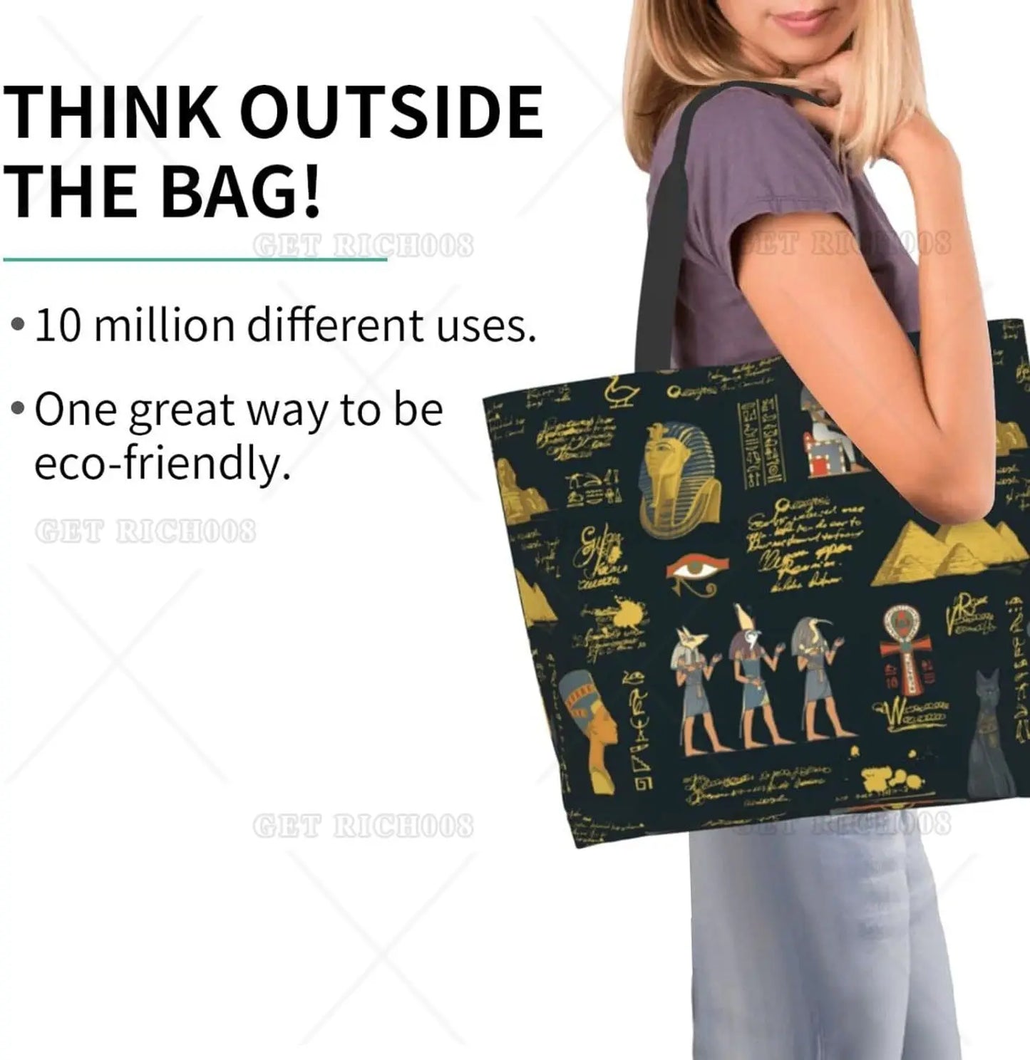 Egyptian Styles Tote Shoulder Bag Hieroglyphs Bags Storage Handle Shopping Bag Portable Egypt Bag Supermarket Bag Fashion