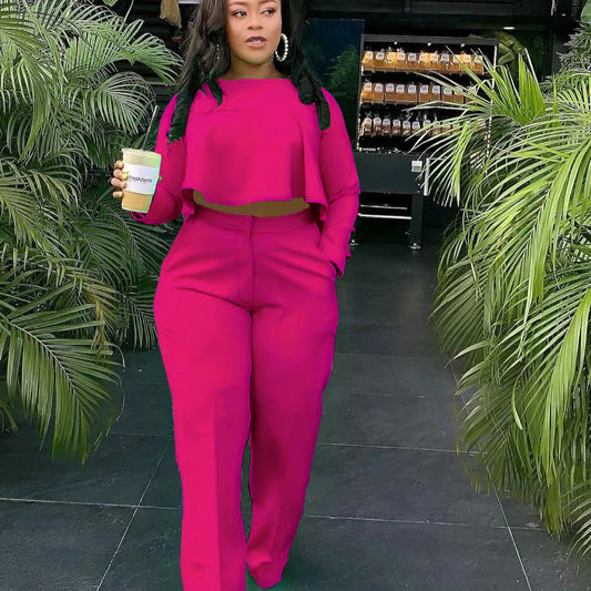 Two Piece Set Tracksuit Women Pant Sets Spring Autumn Long Sleeve Top and Wide Leg Pants Party Suit Matching Sets Work Elegant