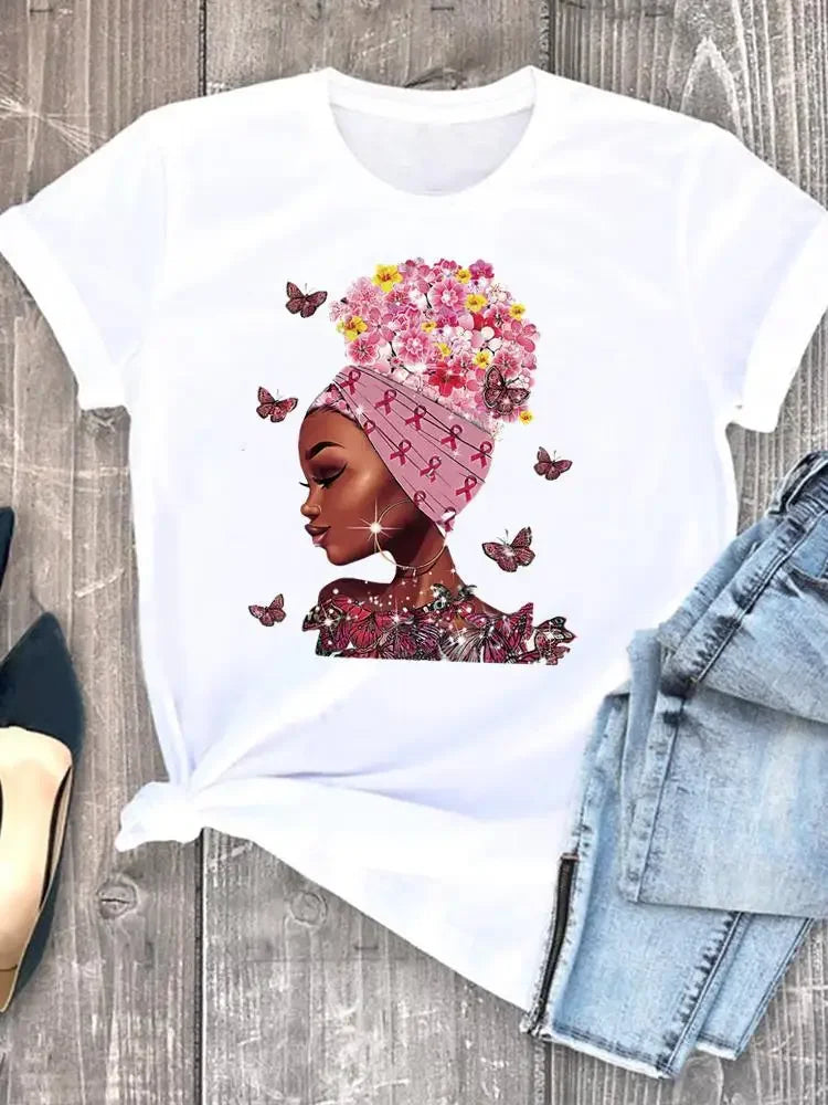 Flower Letter Trend 90s Cute Casual Clothes Female T-shirts Short Sleeve Fashion Women Print T Clothing Ladies Graphic Tee