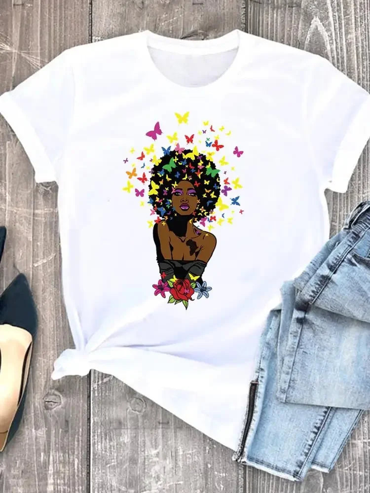 Flower Letter Trend 90s Cute Casual Clothes Female T-shirts Short Sleeve Fashion Women Print T Clothing Ladies Graphic Tee