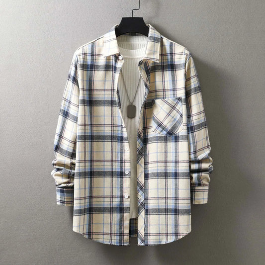 Men Fashion Plaid Flannel Shirt Long Sleeve Male Pocket Buffalo Plaid Shirts Printed Button Harajuku Checked Men Shirt XXL