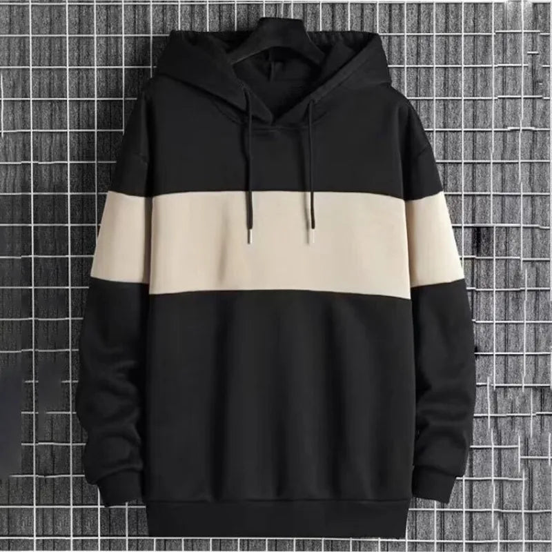 New Men's Long-sleeved Hoodie Male Matching Color Casual Sport Sweatshirt Hoodies