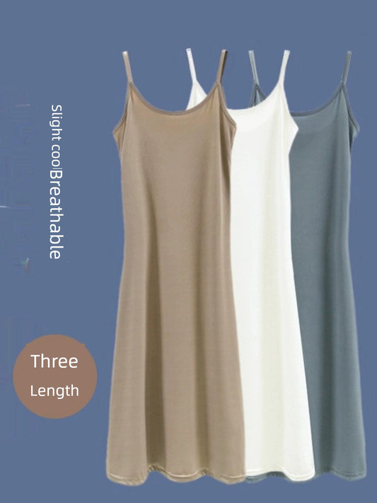 Ice Silk Summer Inner Wear High Waist Slim Looking Loose Suspender Skirt