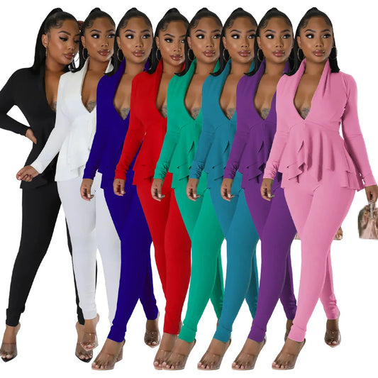 Pants sets suits for women  office outfits women suits lady set pants long sleeve  two piece outfit clothes for woman