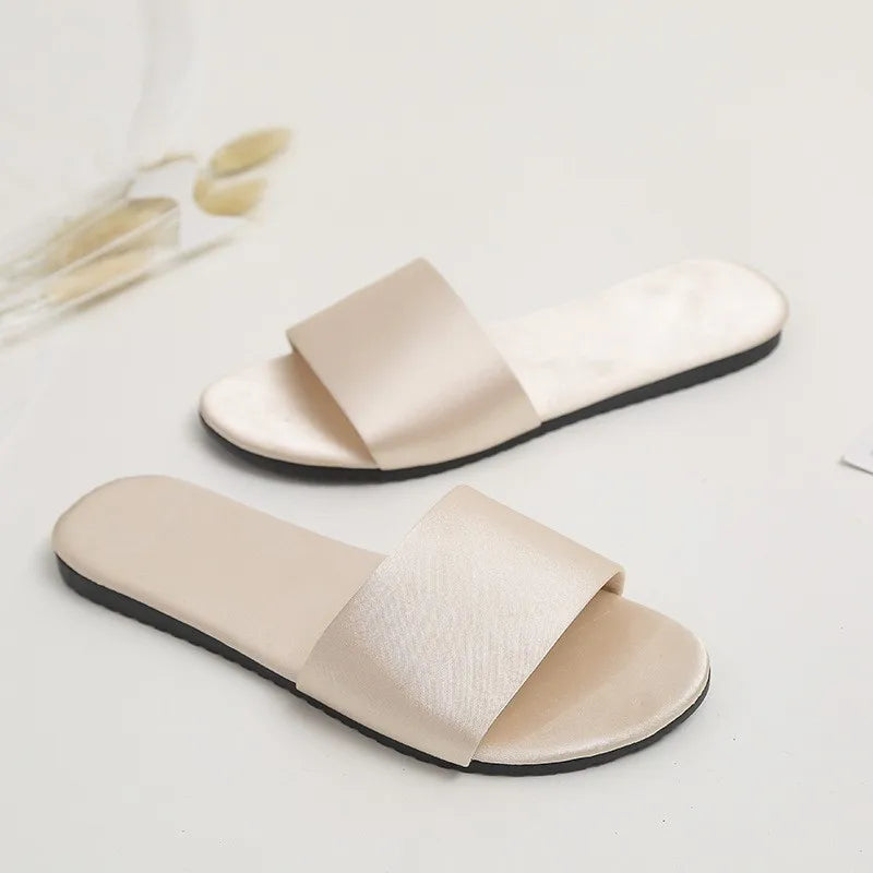 Kimono Wedding Slippers With Butterfly-knot Fashion Bride Bridesmaid Party Gift Indoor Shoes Satin Low-heeled Slides