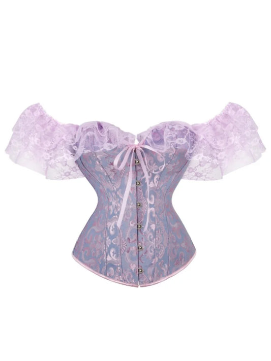 Vintage Lace Flounce Corset Slimming Fishbone Bandage Bustier for Women Eye-Catching Wedding Party Dress Shaping Top Harajuku Style