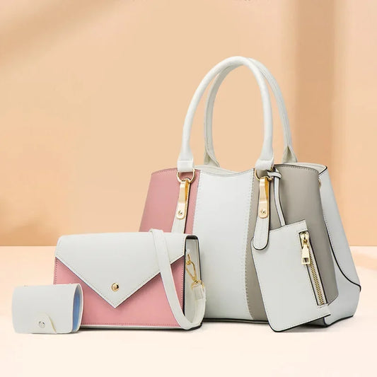 New Fashion Contrasting Women's Bag, Women's Handbag, One-Shoulder, Crossbody Bag, Four-Piece Women's Bag