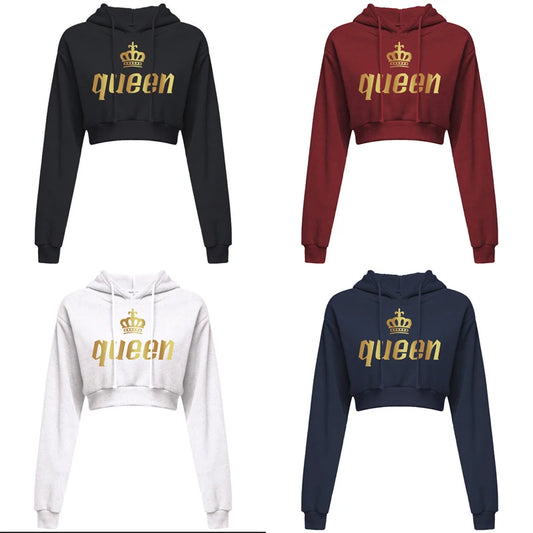 Spring Womens Fashion Hoodie Long Sleeve Casual Sweatshirt Crop Top Hoodie