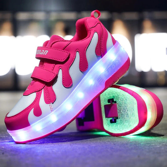 Children's sports shoes 28-43 size juvenile roller skates single-row roller skates multi-functional running shoes