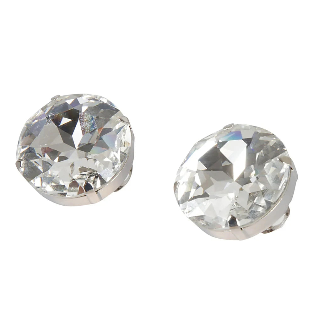 Stonefans Large Round Ear Clip Earrings No Piercing Jewelry for Women Designer Bling Crystal Clip Earrings Wedding Accessories
