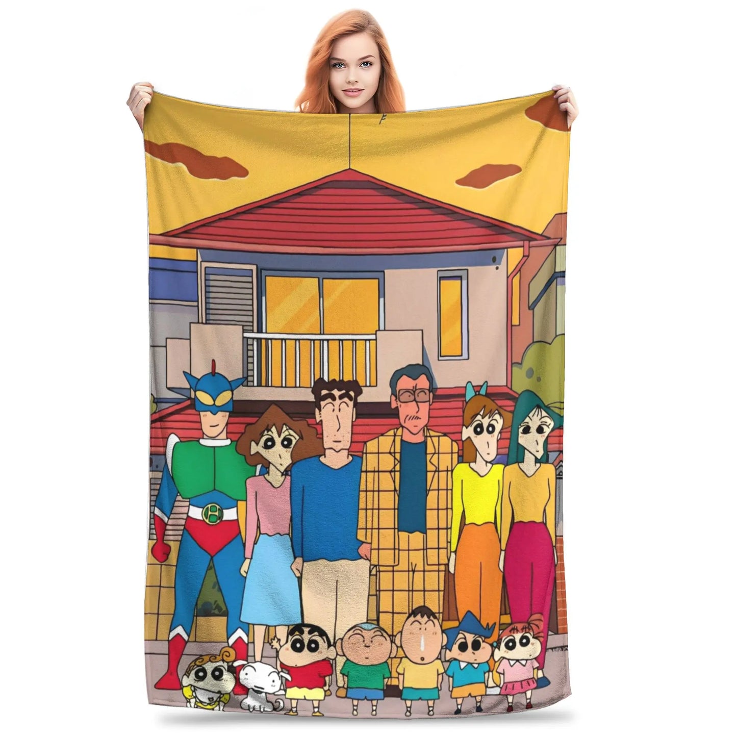 Crayon Shin-chans Cartoon Anime Print Blanket For Men Women Cozy Soft  Throw Blankets for Sofa 50x60 Inches Multi-size
