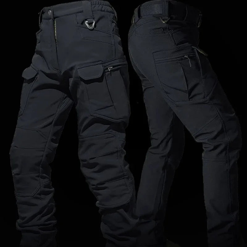 Winter Outdoor Waterproof Suits Men Tactical Windproof Hooded Jacket Fleece Warm Pants Multi-pocket  Thermal Sets Autumn