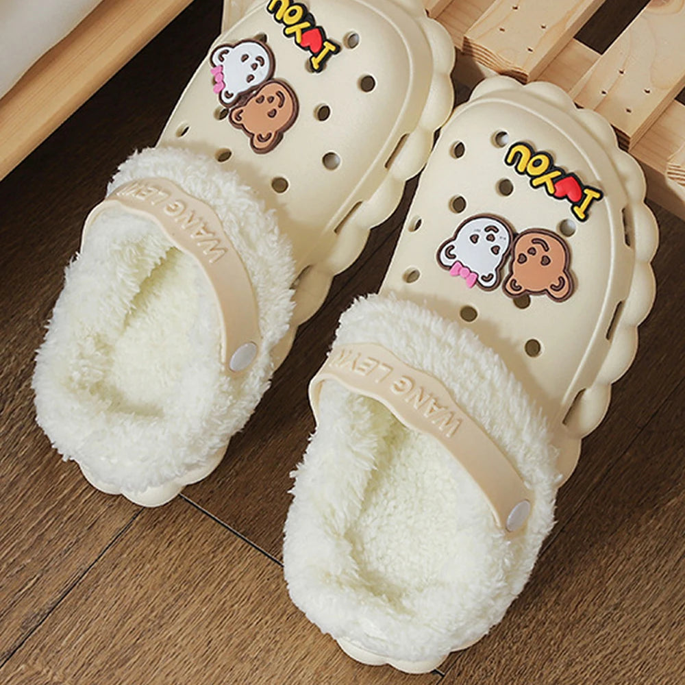 1 Pair Winter Warm Plush Insoles for Crocs Hole Shoes Velvet Liner Thickened Soft Shoe Covers Shoe Accessories