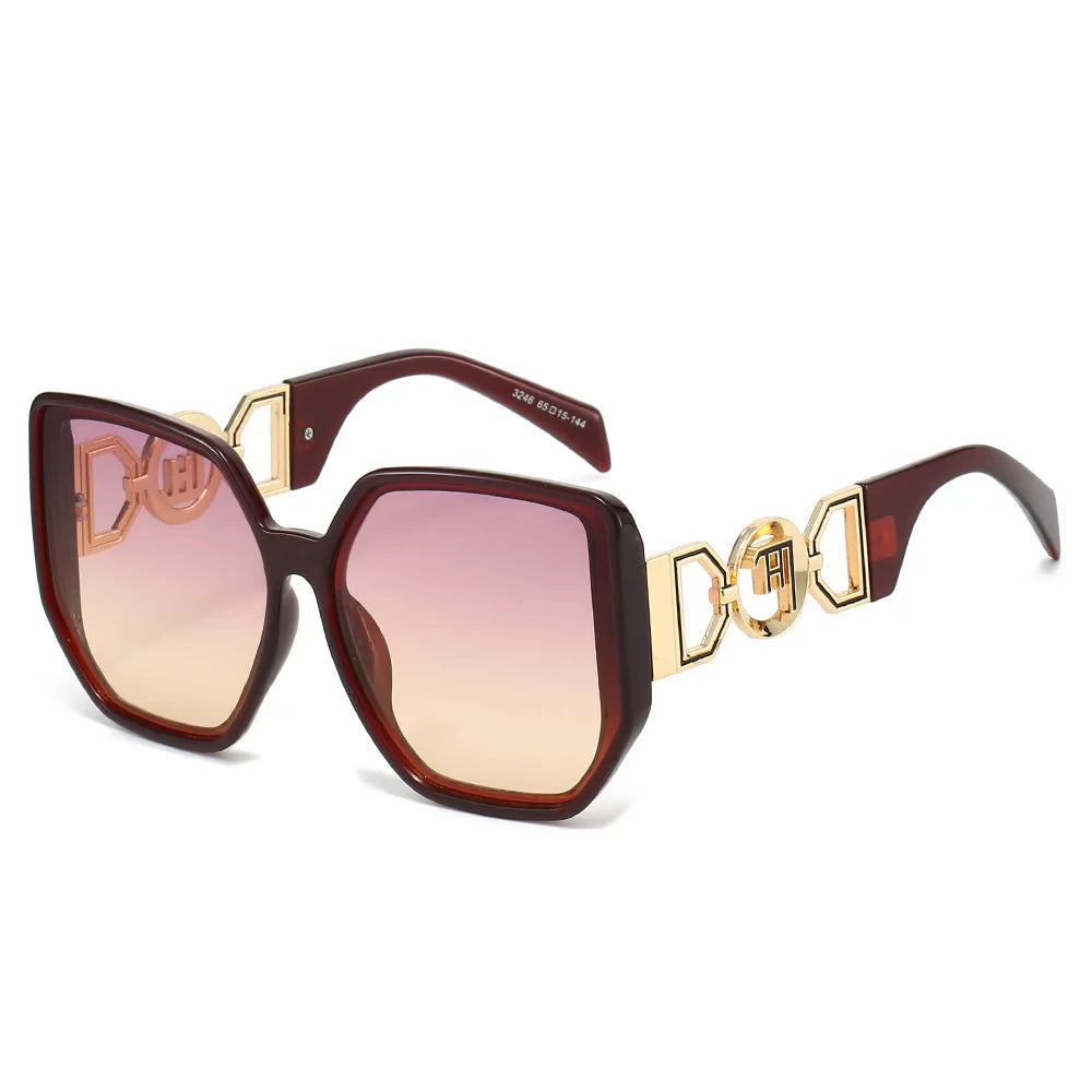 Gafas de sol extragrandes con montura grande y patillas caladas, protección UV400 para mujer, modelo 2025, elegantes gafas de sol de lujo de diseñador.