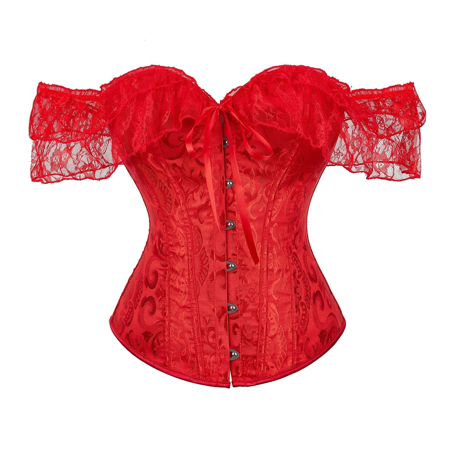 Vintage Lace Flounce Corset Slimming Fishbone Bandage Bustier for Women Eye-Catching Wedding Party Dress Shaping Top Harajuku Style