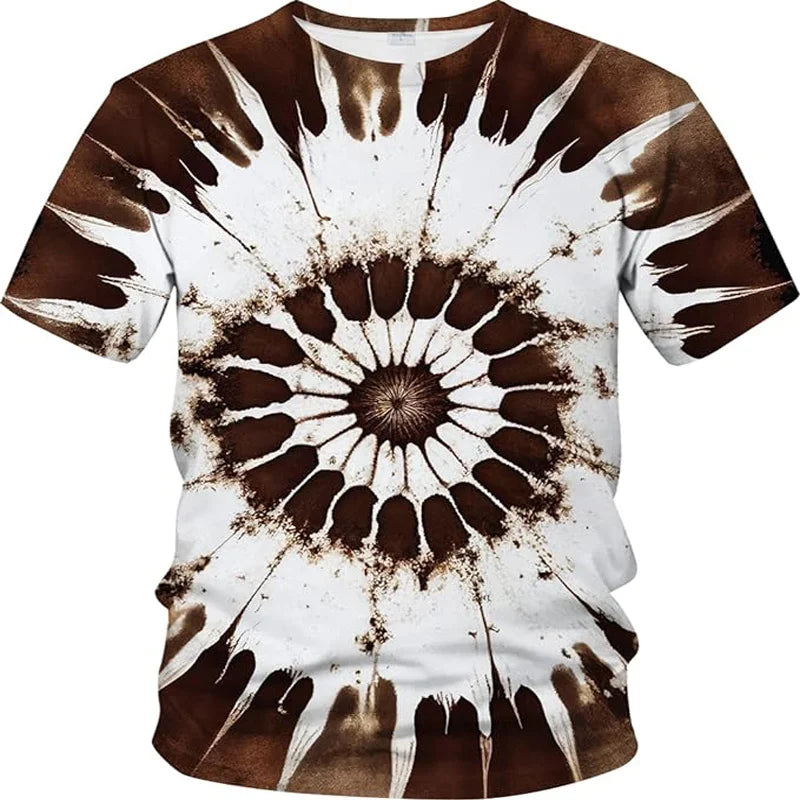 3D Printed Psychedelic T-Shirt Neon Shirt Men and Women Gradient Tie-Dye Pattern T-Shirt O Collar Casual Short Sleeve Top