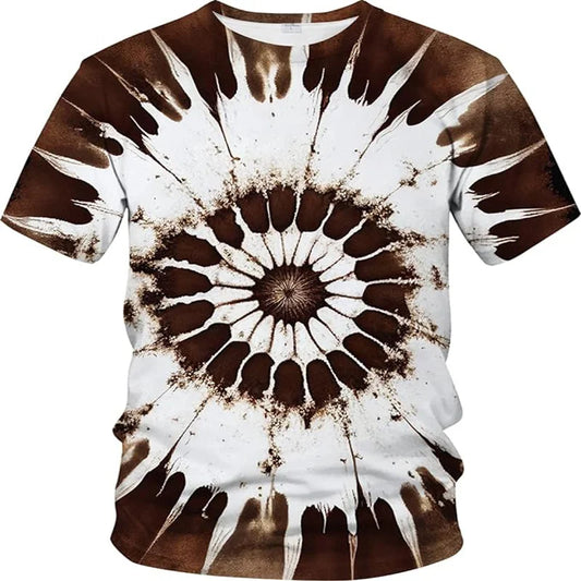 3D Printed Psychedelic T-Shirt Neon Shirt Men and Women Gradient Tie-Dye Pattern T-Shirt O Collar Casual Short Sleeve Top