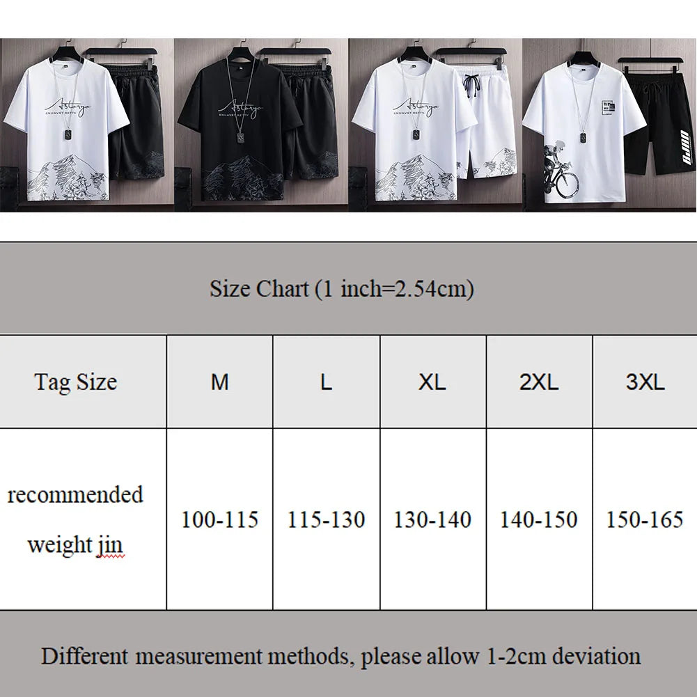 Sportswear Men Tracksuits Solid Color Summer T-shirt Shorts Set 2 Piece Set Leisure Short Sleeve Daily Leisure