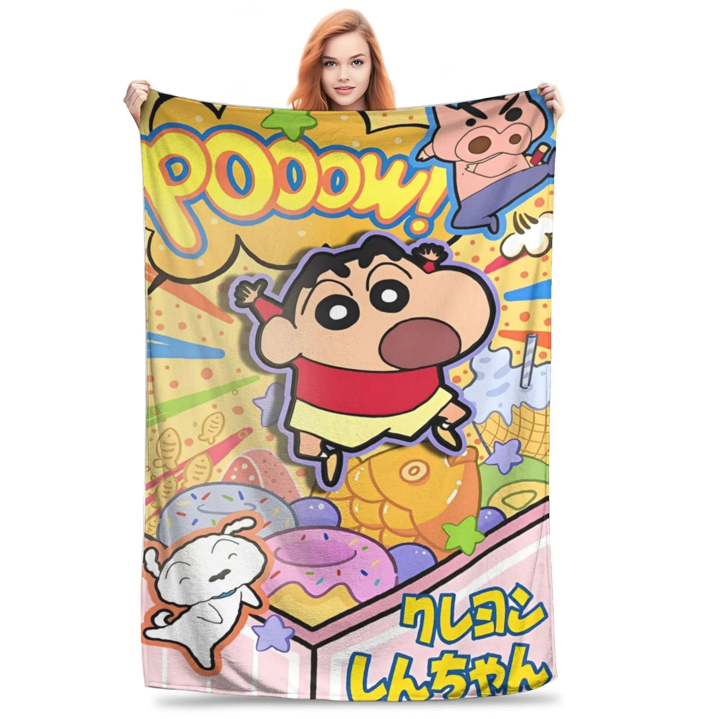 Crayon Shin-chans Cartoon Anime Print Blanket For Men Women Cozy Soft  Throw Blankets for Sofa 50x60 Inches Multi-size