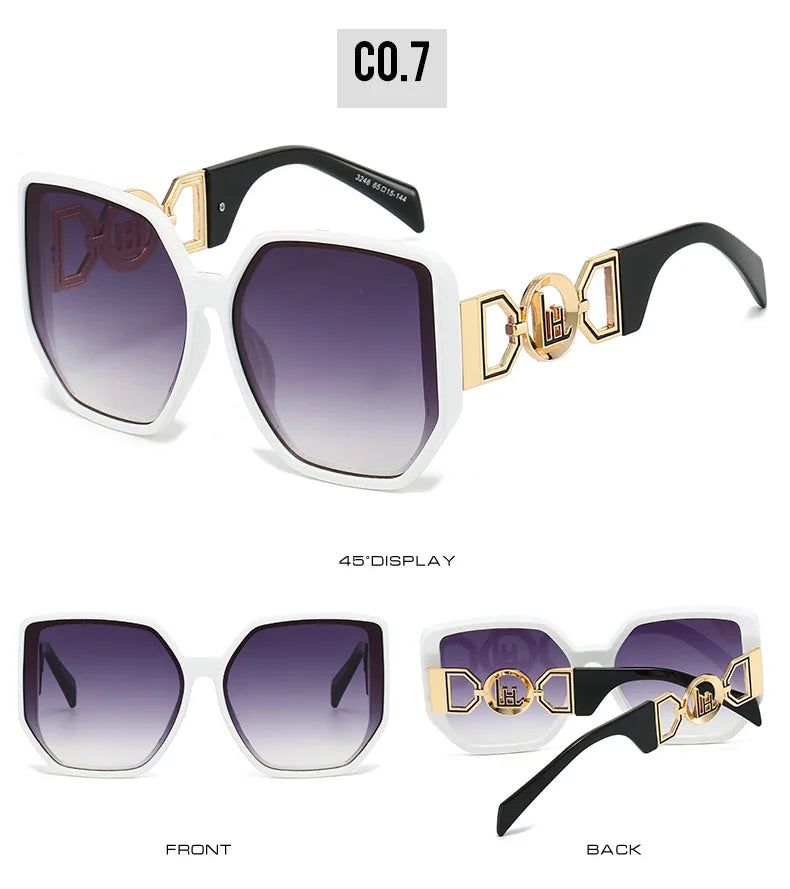 Gafas de sol extragrandes con montura grande y patillas caladas, protección UV400 para mujer, modelo 2025, elegantes gafas de sol de lujo de diseñador.