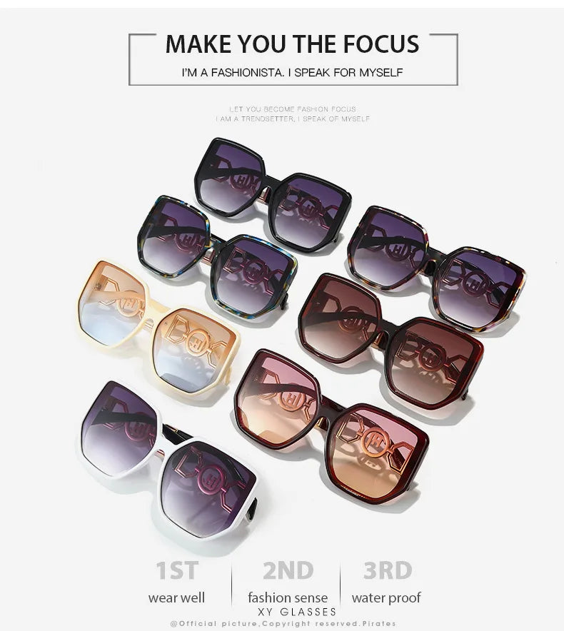 Gafas de sol extragrandes con montura grande y patillas caladas, protección UV400 para mujer, modelo 2025, elegantes gafas de sol de lujo de diseñador.