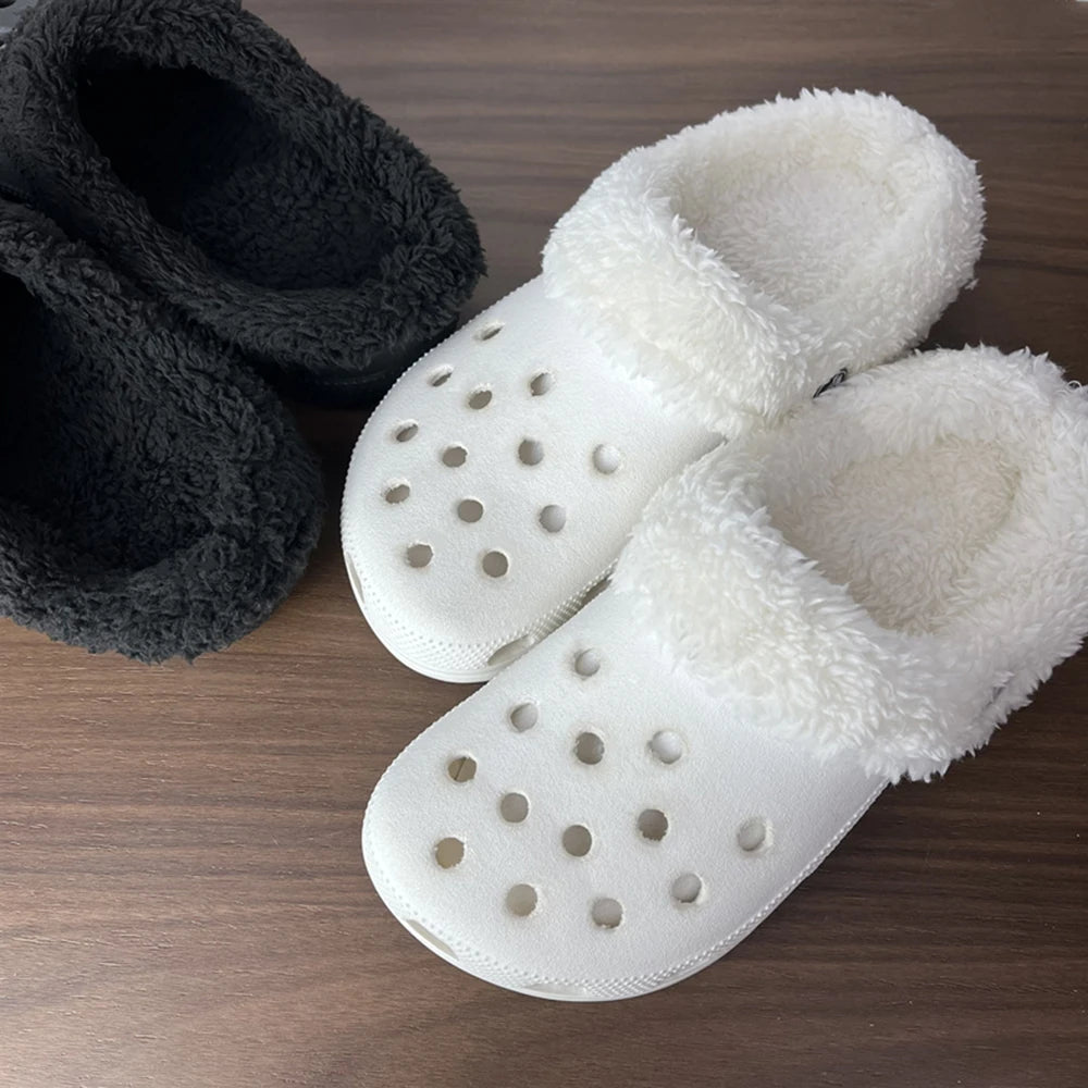1 Pair Winter Warm Plush Insoles for Crocs Hole Shoes Velvet Liner Thickened Soft Shoe Covers Shoe Accessories