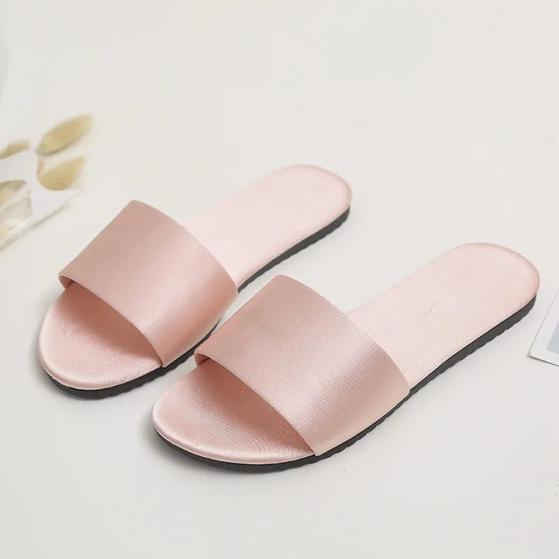 Kimono Wedding Slippers With Butterfly-knot Fashion Bride Bridesmaid Party Gift Indoor Shoes Satin Low-heeled Slides