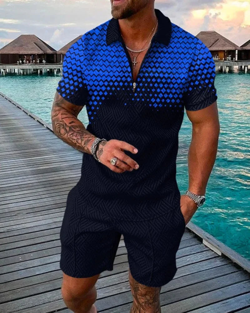 Concierge Tiers displayed with images, featuring man in blue-black casual shorts set on pier by water