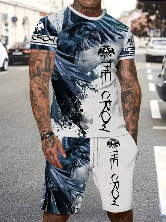 New Lion King 3D Printed Short Sleeve T-shirt Shorts 2 Piece Summer Men's Fashion Street Fashion Short Sleeve Suit Casual