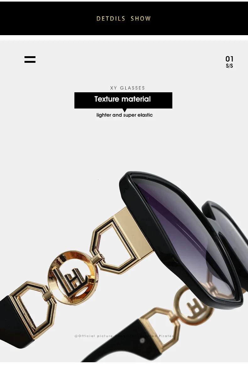 Gafas de sol extragrandes con montura grande y patillas caladas, protección UV400 para mujer, modelo 2025, elegantes gafas de sol de lujo de diseñador.