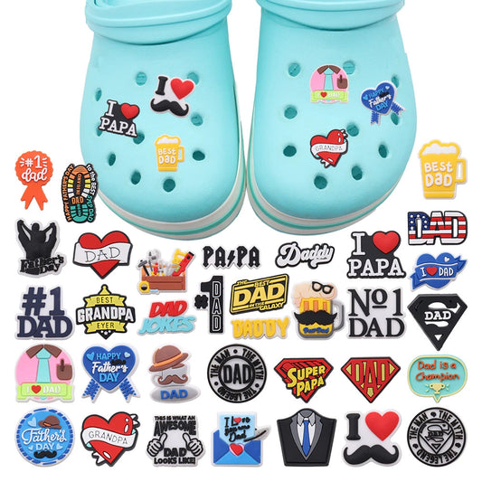 1PCS 'I Love Dad' PVC Shoe Button Charm for Father's Day Papa Sandals Decorations DIY Sweet Holiday Gift Idea
