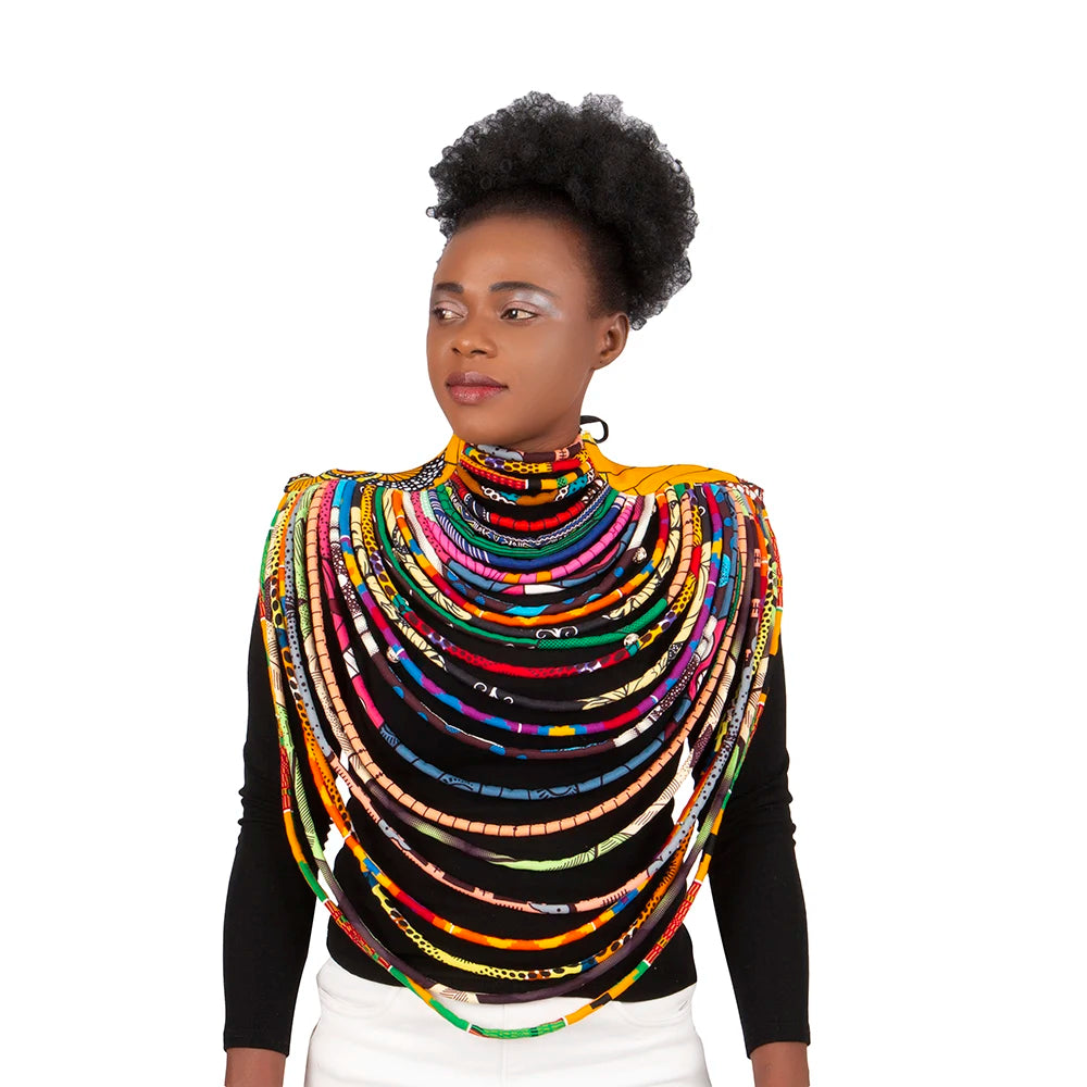Ankara Beautiful Multi Strand Necklace African Bold Colorful Long Exotic Jewelry Anfrica Handmade Long Collier WYB181