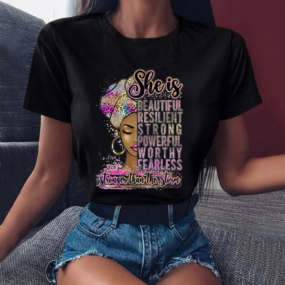 I Am Melanin Queen Graphic Tees Women Afro American Black Girl Magic T-Shirt Black Lives Matter Shirt Dope Educated Blm T Shirt