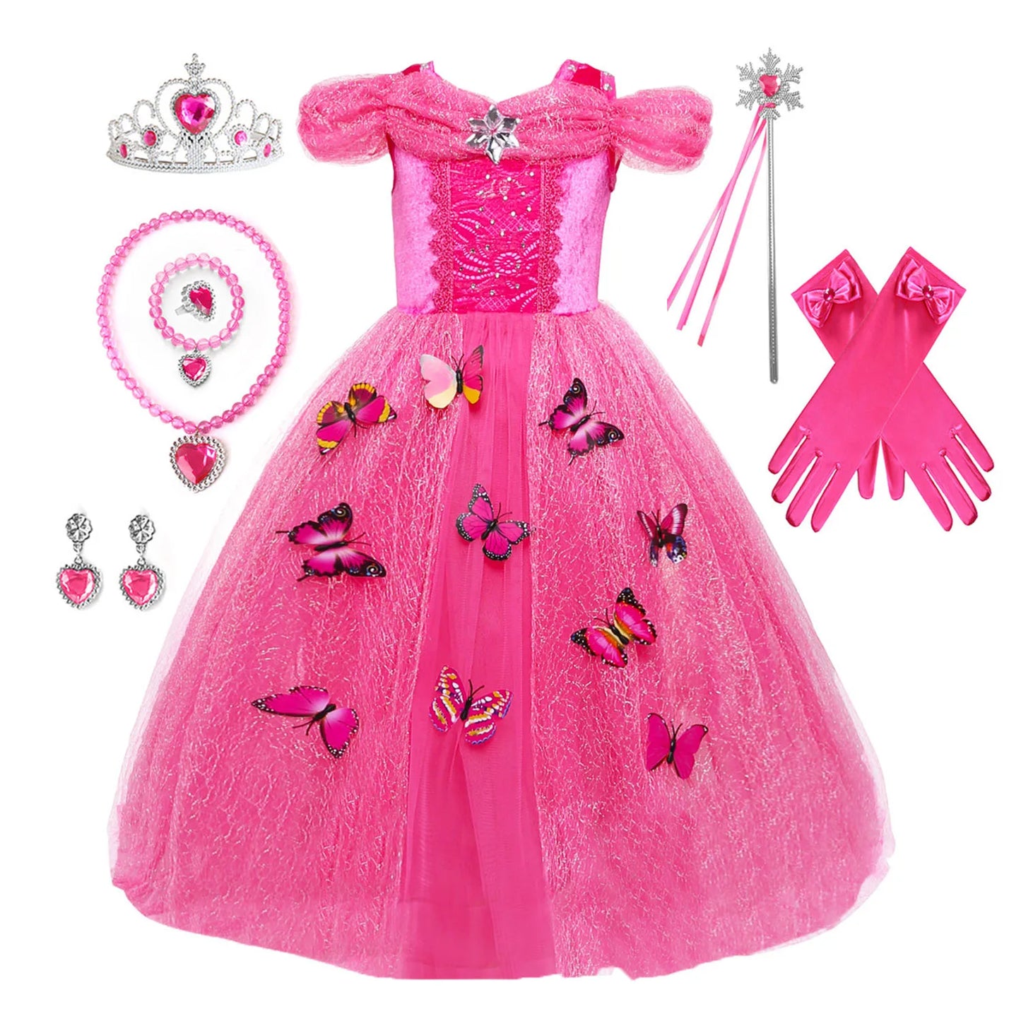 Shiny Toddler Little Girls Movie Princess Sleeping Beauty Aurora Birthday Party Cosplay Halloween Fancy Dress