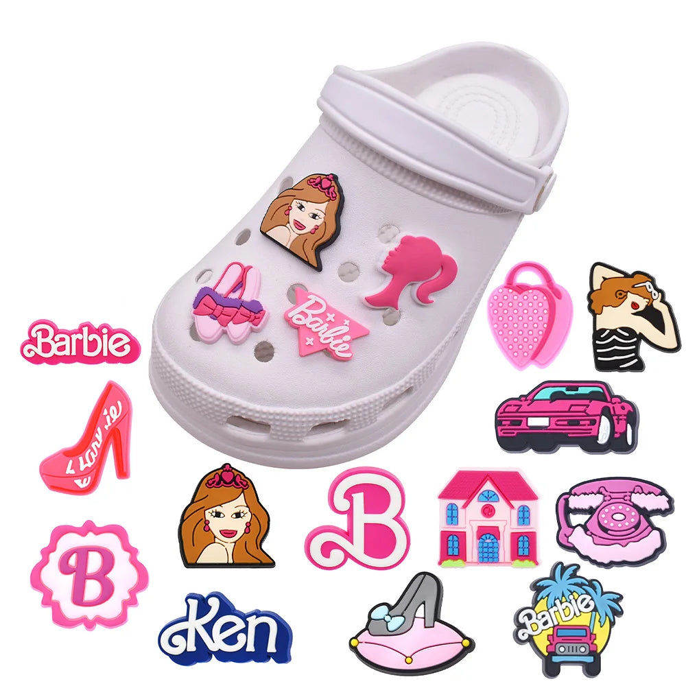 MINISO Barbie Shoes Charms Accessories Fit Clog Backapck Wristbands sandales Shoe Decorate Buckle Christmas Parties Kids Gift