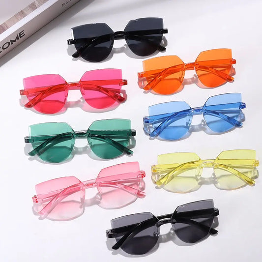New Fashion Rimless Women Sunglasses Vintage Designer Cat Eye Sun Glasses Female Transparent Shades Traveling UV400 Eyewear