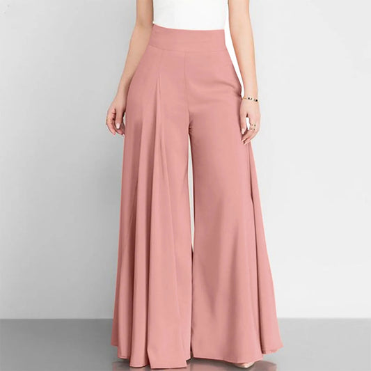 Autumn Spring Women'S Wide Leg Pants Elegant High Elastic Waist Solid Culotte Temperament Holiday Skirtpants Pantalones De Mujer