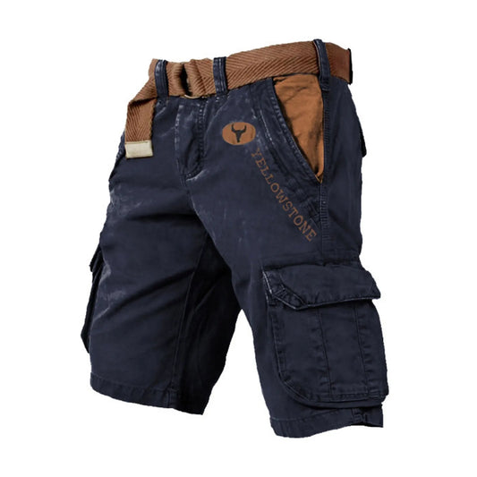 Mens Shorts Cargo Sport Loose Wear Five Quarter Casual Pants Elastic Rope Breathable Tie-Foot Shorts