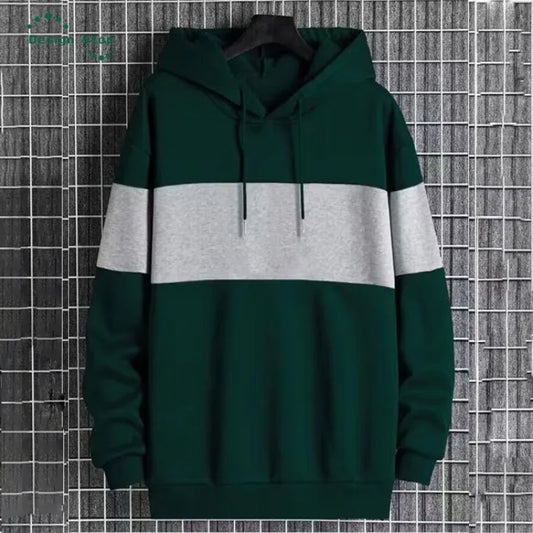 New Men's Long-sleeved Hoodie Male Matching Color Casual Sport Sweatshirt Hoodies