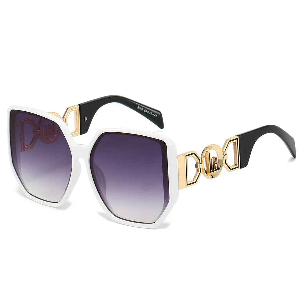 Gafas de sol extragrandes con montura grande y patillas caladas, protección UV400 para mujer, modelo 2025, elegantes gafas de sol de lujo de diseñador.