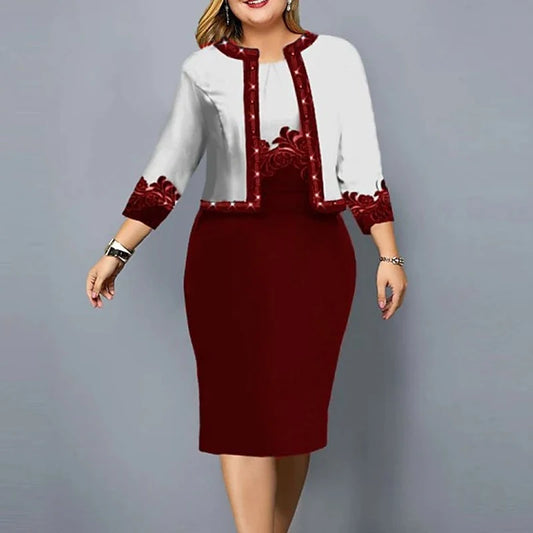 Spring Summer Ladies Suits Women Round Neck Sleeveless Printing Hip Wrap Skirt and High Street Casual Three Quarter Cardigan