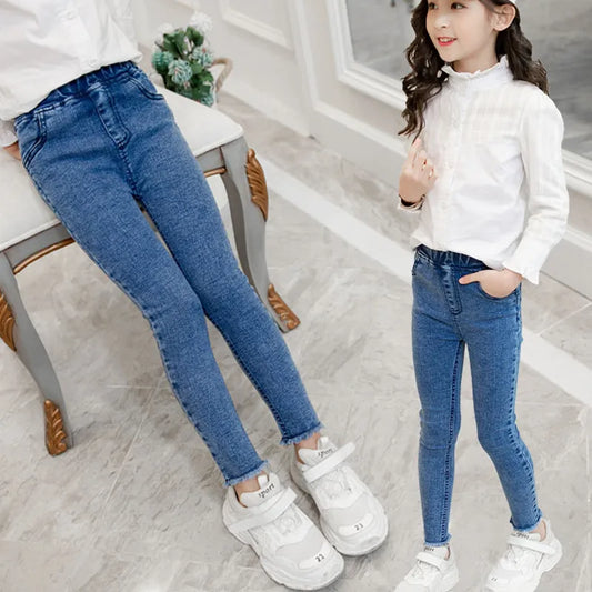 Girls Leggings Autumn jeans elastic skinny children pencil pants for 4 5 6 7 8 9 10 11 12 13 Year old children