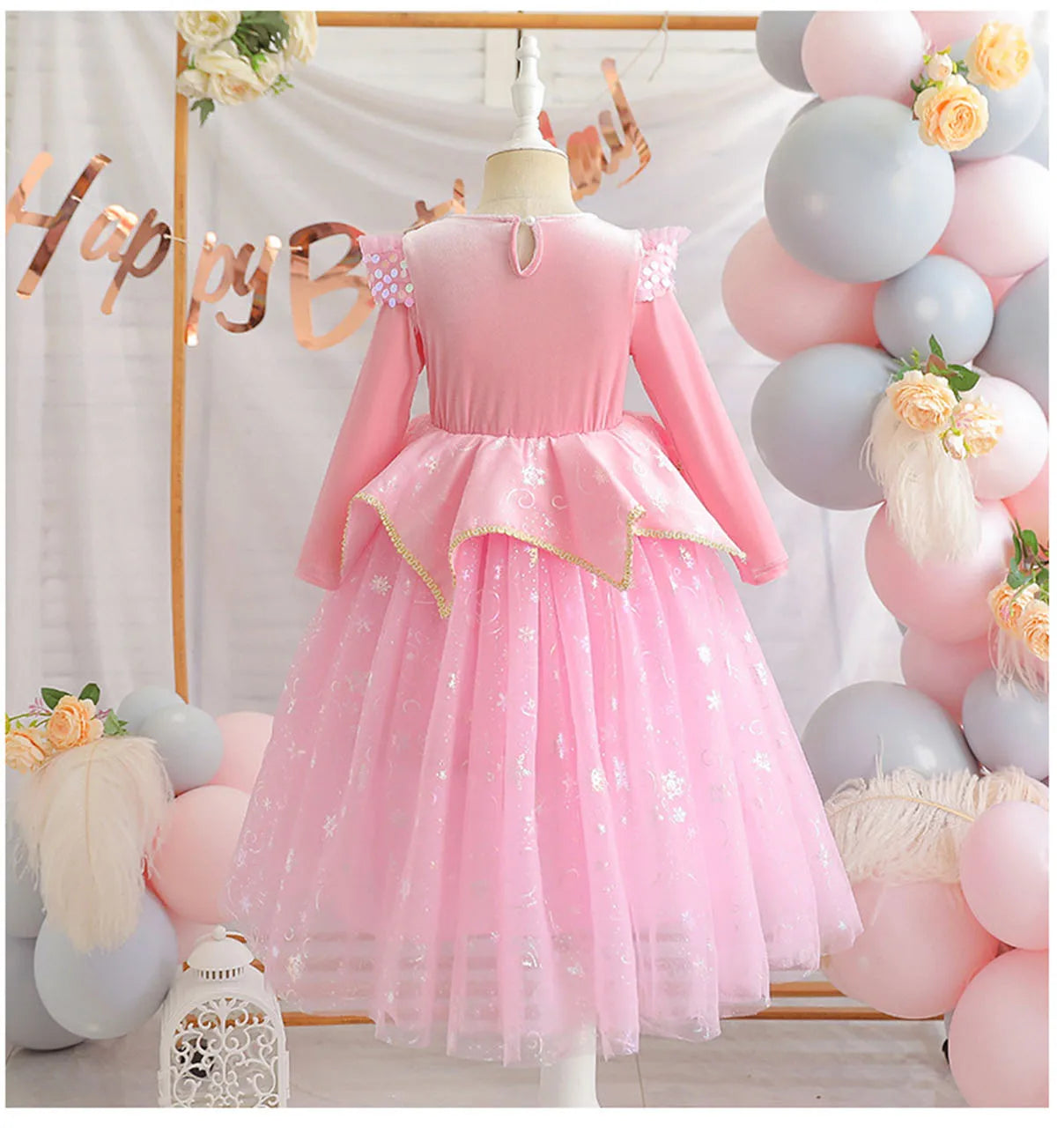Shiny Toddler Little Girls Movie Princess Sleeping Beauty Aurora Birthday Party Cosplay Halloween Fancy Dress