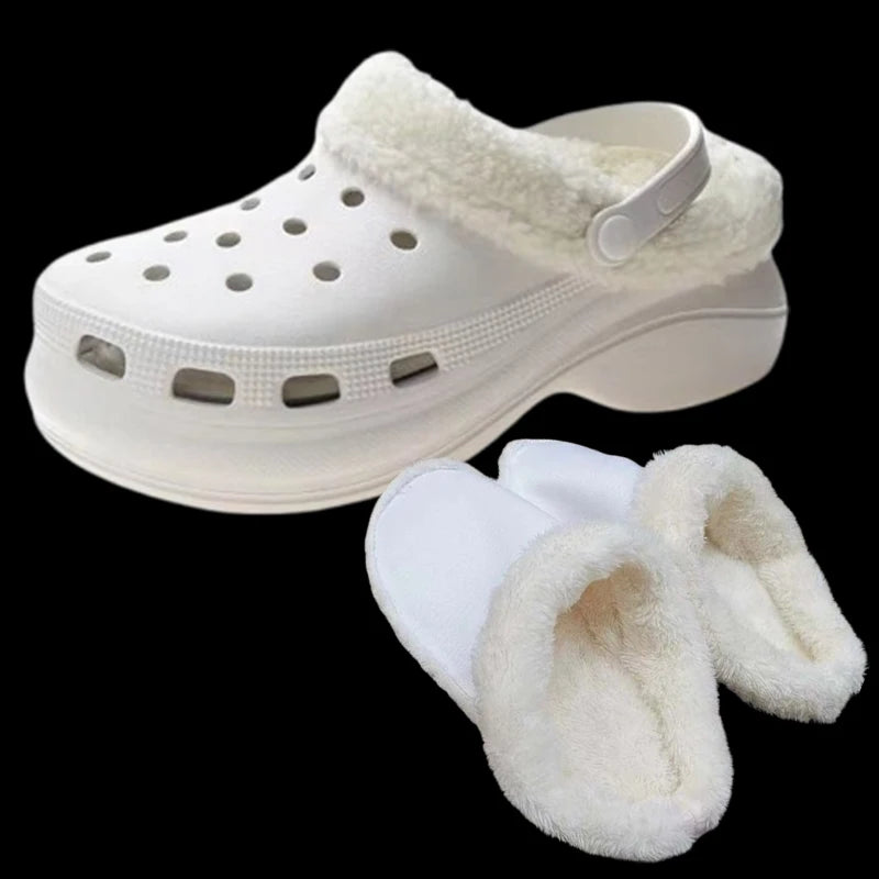 1 Pair Winter Warm Plush Insoles for Crocs Hole Shoes Velvet Liner Thickened Soft Shoe Covers Shoe Accessories