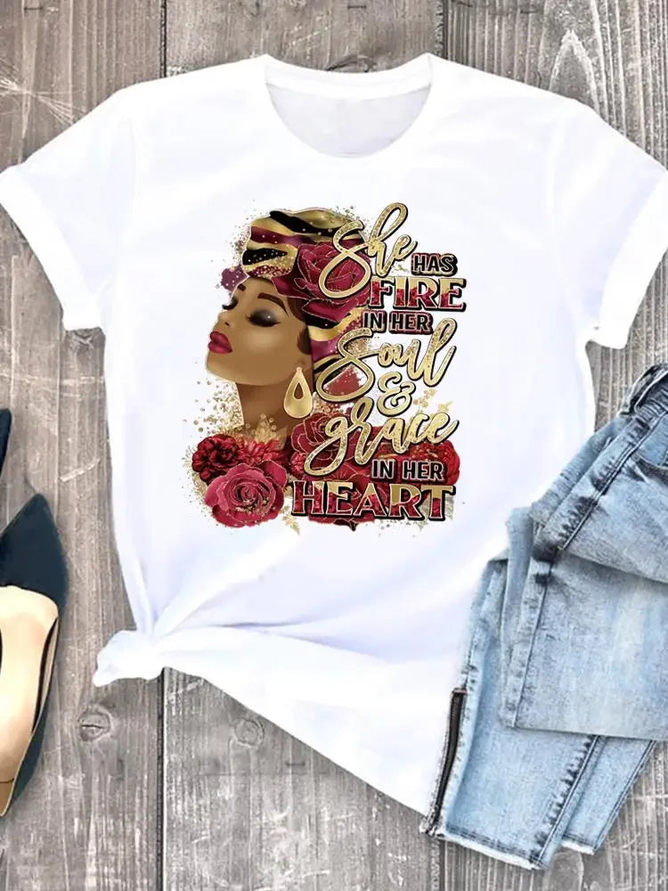 Flower Letter Trend 90s Cute Casual Clothes Female T-shirts Short Sleeve Fashion Women Print T Clothing Ladies Graphic Tee