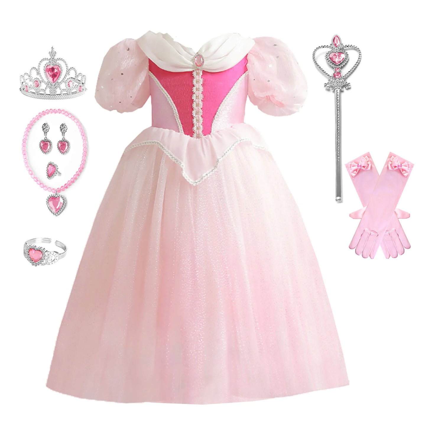 Shiny Toddler Little Girls Movie Princess Sleeping Beauty Aurora Birthday Party Cosplay Halloween Fancy Dress