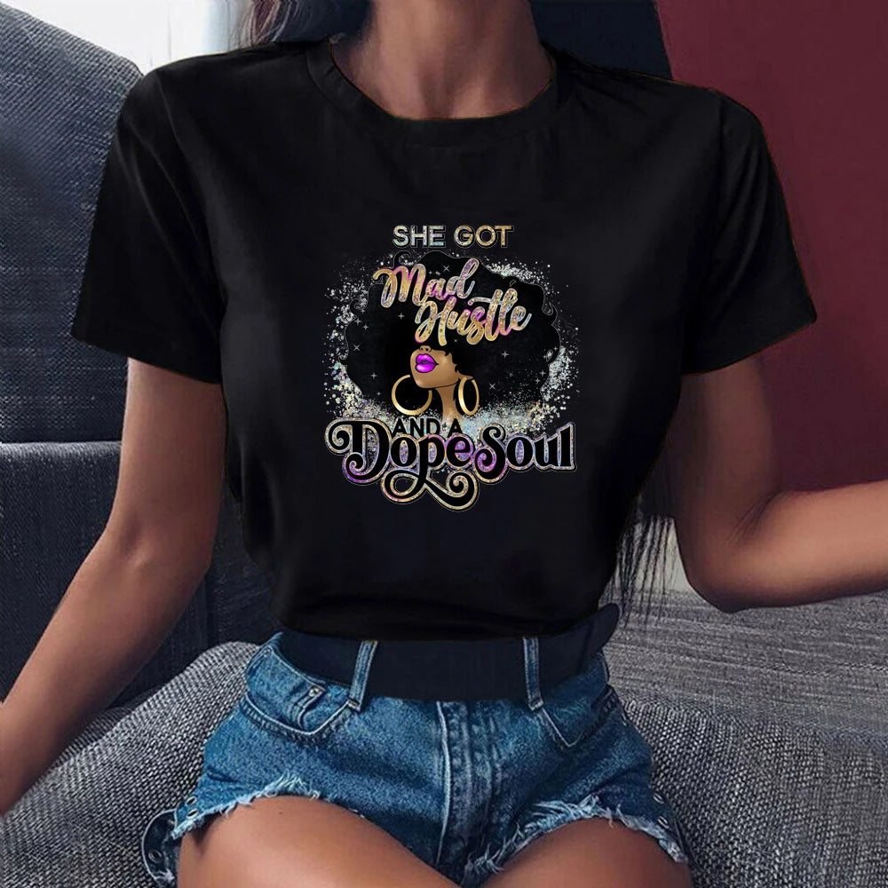 I Am Melanin Queen Graphic Tees Women Afro American Black Girl Magic T-Shirt Black Lives Matter Shirt Dope Educated Blm T Shirt