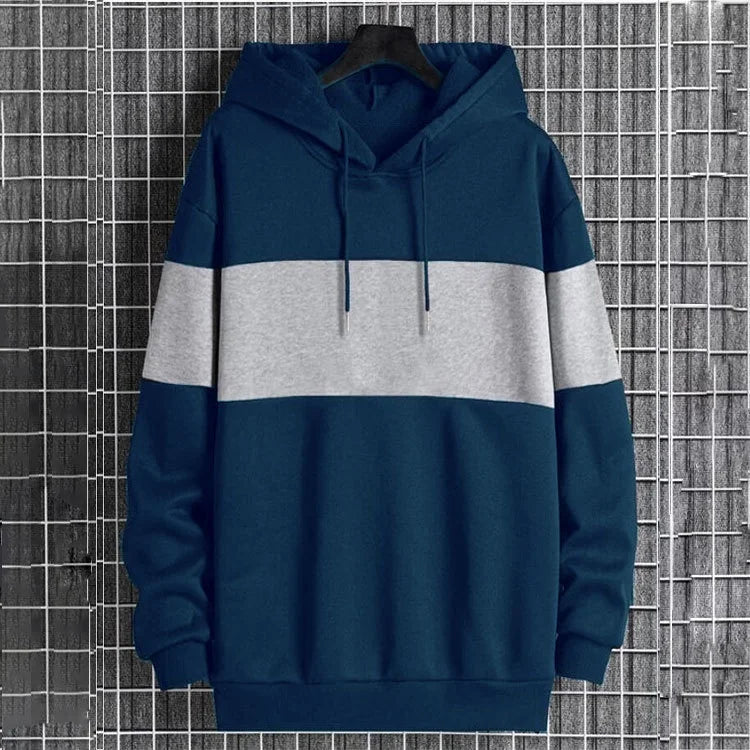 New Men's Long-sleeved Hoodie Male Matching Color Casual Sport Sweatshirt Hoodies
