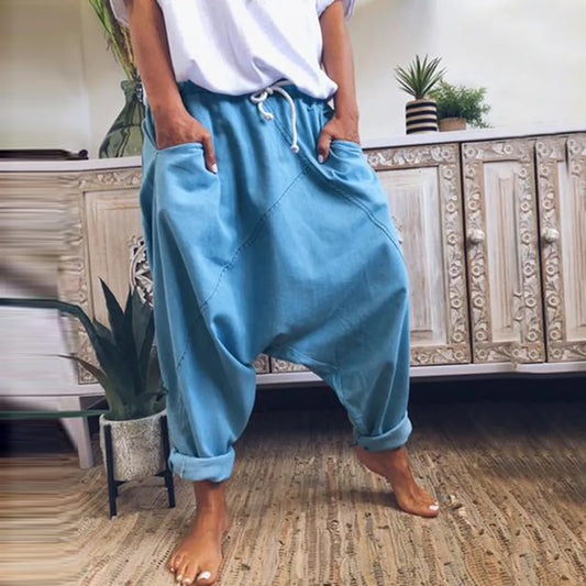Plus Size Pants Woman Casual Pockets Solid Cotton-Blend Vintage Pants Sweatpants For Women Plus Size Pantalones